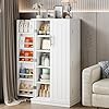 Shintenchi 47 Kitchen Pantry Cabinet with Door Shelves Freestanding Bathroom Storage Cabinet Small Pantry Food Cabinet for Dining Room Living Room White