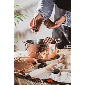 DEMMEX 12MM Thick Hammered Copper Soup Pot Casserole Pan Dish Dutch Oven 4 Quarts 9 x 4