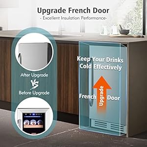   Beverage-Refrigerator-Cooler-15-Inch127-Cans-Beverage-Fridge-with-French-Door-Under-Counter-Built-in-or-Freestanding-Equipped-with-Powerful-and-Quiet-Compressor-Perfect-for-Beer-Cola
