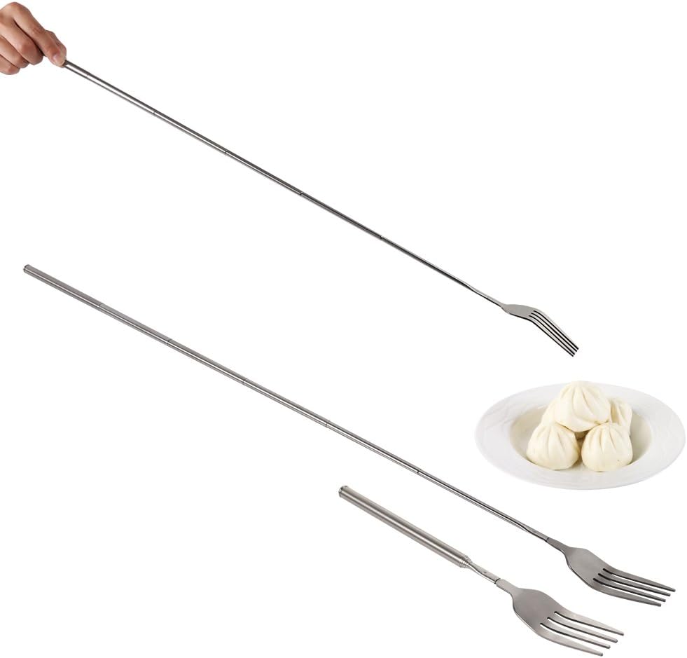 Durable Extendable Steel Dinner Fork Perfect for Cutting Fruits and Desserts