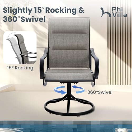 PHI-VILLA-Swivel-Chair-Patio-Dining-Set-with-13ft-Outdoor-Beige-Umbrella-6-Padded-Textilene-Armrest-Dining-Chair-and-1-Large-Metal-Table-Outdoor-Table-Chair-Dining-Set-for-Patio-Lawn-Garden PHI VILLA Swivel Chair Patio Dining Set with 13ft Outdoor Beige Umbrella 6 Padded Textilene Armrest Dining Chair and 1 Large Metal Table Outdoor Table Chair Dining Set for Patio Lawn Garden