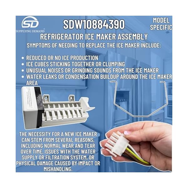   Supplying-Demand-W10884390-Refrigerator-Ice-Maker-Assembly-Replaces-W10793298-W10377152-W10469286