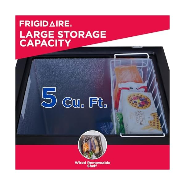   Frigidaire-EFRF5003-BLACK-Chest-Deep-Freezer-GARAGE-READY-50-Capacity-Black-Adjustable-Thermostat-Removable-Vinyl-Coated-Wire-Basket-Easy-Defrost-Drain-5-cu-ft