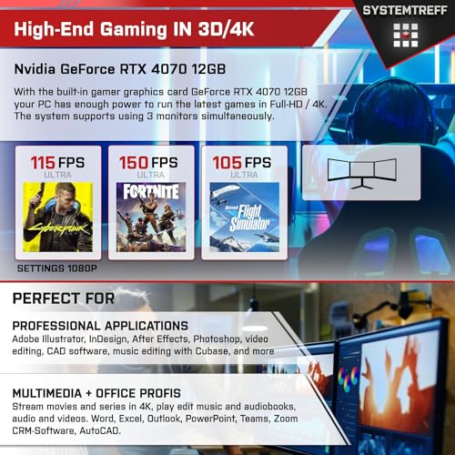 SYSTEMTREFF High-End Gaming PC Intel Core i9-12900KF 16x5.2GHz | Nvidia GeForce RTX 4070 12GB DX12 | 1TB M.2 NVMe | 32GB DDR5 RAM | WLAN Desktop Computer Rechner für Gamer, Zocker & Streamer – Bild 6