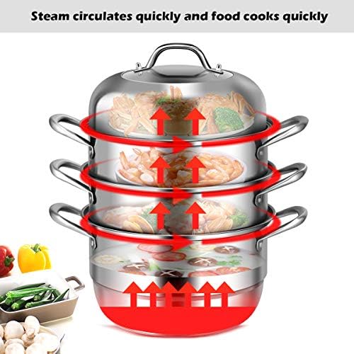 Stainless Steel 4-Tier Steam pot with Tempered Glass Lid and Handles