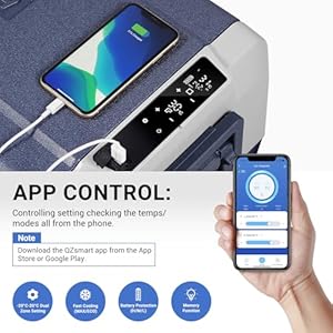   BODEGACOOLER-12-Volt-Portable-Refrigerator53-Quart-Car-Fridge-Dual-Zone-4-6850L-Car-Freezer-APP-ControlElectric-Compressor-Cooler-1224V-DC-and-100-240V-AC-for-RVCampingTravelTruckVehicles