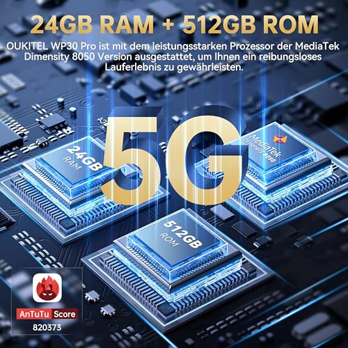 OUKITEL WP30 Pro 5G Outdoor Handy - 24GB+512GB Dimensity 8050 6,78 Zoll FHD+ 120Hz Outdoor Smartphone ohne vertrag 11000mAh/120W 108MP+20MP Vision Nocturne 32MP Frontkamera Android 13 IP68/NFC/WiFi 6 – Bild 4