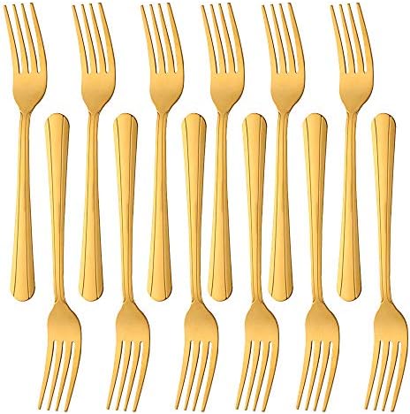 BUYUSE 12-Piece Gold Dinner Fork Set