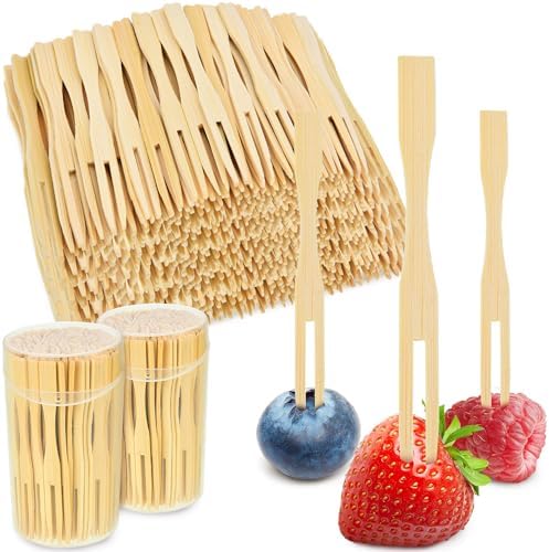 Jovitec 220 Pcs Mini Bamboo Cocktail Forks