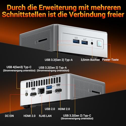 GEEKOM Mini PC Windows 11 Pro, AE8 AI Mini Computer, AMD Ryzen 9 8945HS (8 Kerne 16 Threads, bis zu 5,2 GHz), 32GB DDR5 5600MHz Max.2TB SSD Mini PC, AMD Radeon 780M/USB 4.0/WiFi 6E/BT5.2 – Bild 6