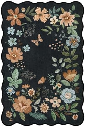 Lahome Floral Washable Entryway Rug 2x3 Non-Slip