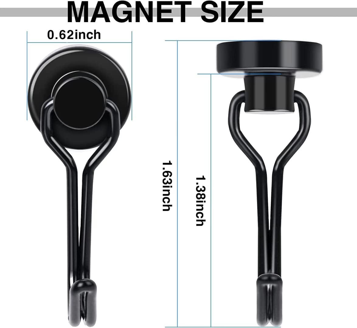 E BAVITE Black Swivel Swing Magnetic Hooks Pack of 6