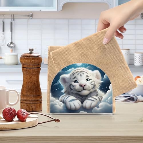 Stylish Tiger Napkin Holder 2pc Compact 41x49x197in