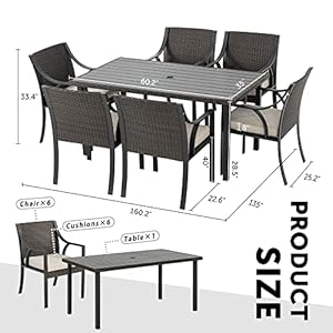 HAPPATIO 7 Piece Patio Dining Set,Wicker Outdoor Dining Set,Outdoor Patio Dining Set.Wicker Rattan Patio Dining Furniture Set with Umbrella Hole. Outdoor Dining Set for 6.(Beige Cushion) HAPPATIO 7 Piece Patio Dining SetWicker Outdoor Dining SetOutdoor Patio Dining SetWicker Rattan Patio Dining Furniture Set with Umbrella Hole Outdoor Dining Set for 6Beige Cushion