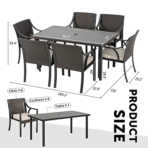 HAPPATIO-7-Piece-Patio-Dining-SetWicker-Outdoor-Dining-SetOutdoor-Patio-Dining-SetWicker-Rattan-Patio-Dining-Furniture-Set-with-Umbrella-Hole-Outdoor-Dining-Set-for-6Beige-Cushion HAPPATIO 7 Piece Patio Dining SetWicker Outdoor Dining SetOutdoor Patio Dining SetWicker Rattan Patio Dining Furniture Set with Umbrella Hole Outdoor Dining Set for 6Beige Cushion