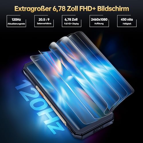 OUKITEL WP30 Pro 5G Outdoor Handy - 24GB+512GB Dimensity 8050 6,78 Zoll FHD+ 120Hz Outdoor Smartphone ohne vertrag 11000mAh/120W 108MP+20MP Vision Nocturne 32MP Frontkamera Android 13 IP68/NFC/WiFi 6 – Bild 7