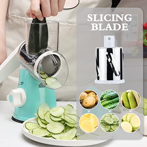 Rotary Cheese Grater with 3 Blades for Creative Slicing Grating