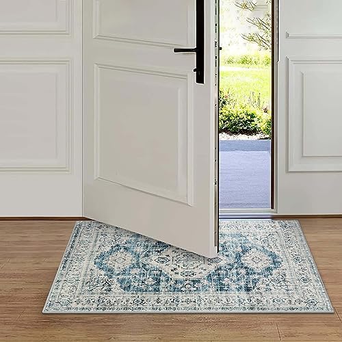 Lahome Oriental Washable 2x3 Rug Blue