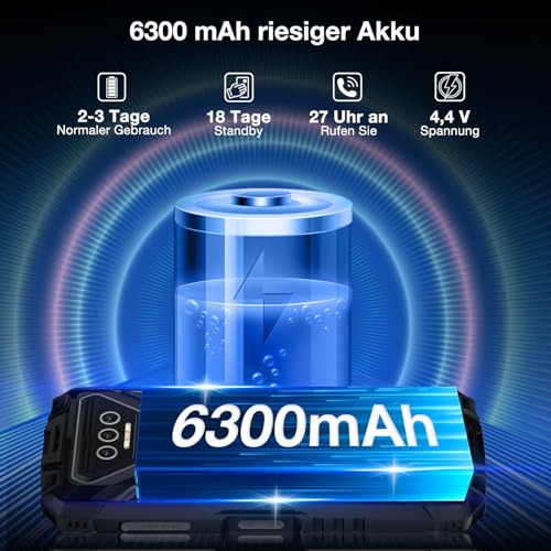 DOOGEE S41T Outdoor Handy Ohne Vertrag (2024), 6300 mAh, 8GB RAM+64GB Octa Core Android 13, Handy Wasserdicht Outdoor Smartphone 5.5" HD+ IP68/P69K,3MP+ 8MP, 4G Dual SIM NFC/OTG/GPS – Bild 7