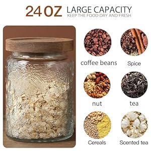   24-OZ-Airtight-Glass-Storage-Jar-with-Bamboo-Lid-Vintage-Glass-Jar-Vintage-Food-Containers-Canisters-Set-for-Kitchen-Counter-Pantry-Ideal-for-Sugar-Flour-Coffee-Tea-Candy-Oats-Cereal