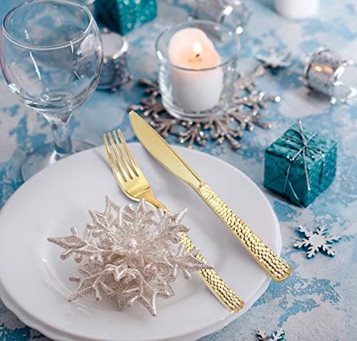 Sequential 360pc Plastic Gold Silverware Set for Birthday Parties Weddings More