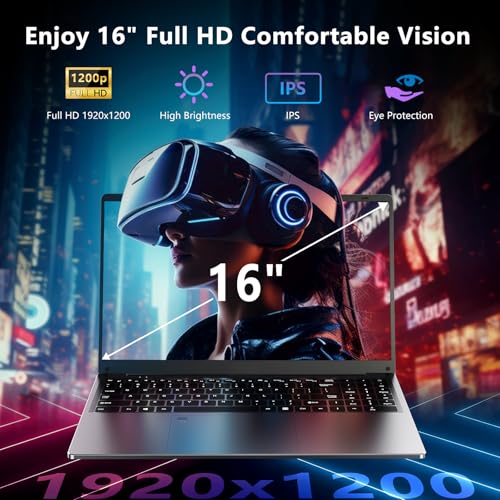 NIAKUN 16 Zoll Laptop, Notebook RAM 16GB+SSD 1TB, Prozessor N95 Notebook (bis zu 3.4Ghz) Full HD 1920x1200P, Laptop Computer Tastatur mit Hintergrundbeleuchtung, USB 3.0, 6000mAh, HDMI – Bild 7
