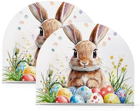 ALAZA Rabbit-Bunny Easter-Themed Napkin Holder 2-Pack