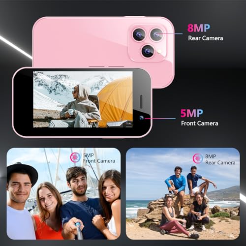 ATEVENSE Kleines Smartphone 15MINI Mini Smartphone 4G entsperrt mit 3.0“ HD Display, 2000mAh Akku, Ultradünnem Gehäuse, 5MP Kamera, Dual SIM, 32GB Rom Kinder Rosa – Bild 4