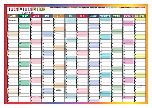 2024 Year Wall Planner A1 Uk Large 84.1 cm x 59.4 Wall Calendar Yearly Planner Large Jan To Dec Full Year Planning Student Family Home School Office Work Study Chart Annual Poster