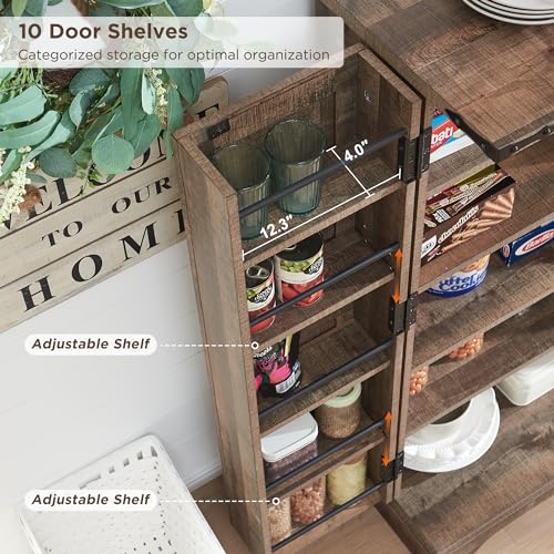 47-Kitchen-Pantry-Farmhouse-Storage-Cabinet-with-Barn-Doors-Organizer-and-Adjustable-Shelves-Rustic-Wood-Cupboard-for-Kitchen-Dining-Room-Bathroom-and-Hallway-Rustic-Brown 47 Kitchen Pantry Farmhouse Storage Cabinet with Barn Doors Organizer and Adjustable Shelves Rustic Wood Cupboard for Kitchen Dining Room Bathroom and Hallway Rustic Brown