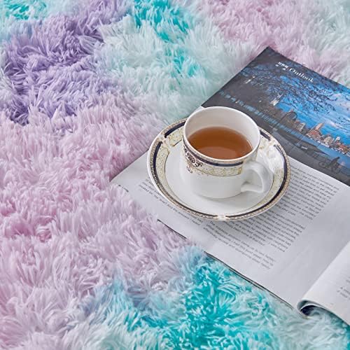 TABAYON Shag Area Rug 4x6 Light Purple Non-Skid Plush