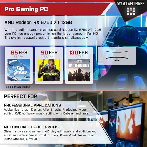 SYSTEMTREFF Gaming PC AMD Ryzen 7 5700X 8x4.6GHz | AMD Radeon RX 6750 XT DX12 | 1TB M.2 NVMe | 32GB DDR4 RAM | WLAN Desktop Computer Rechner für Gamer, Zocker & Streamer – Bild 6