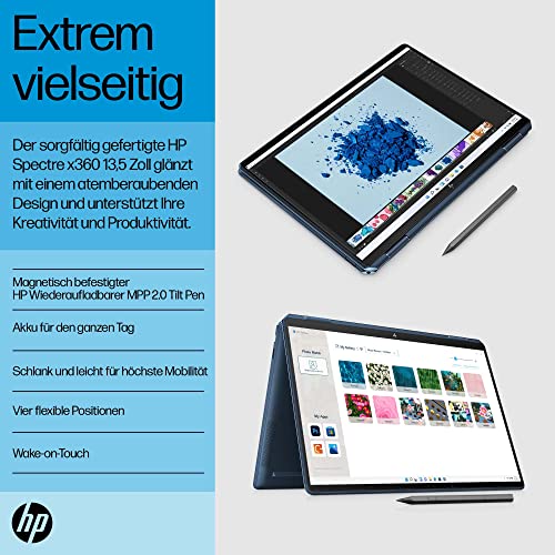 HP Spectre x360 2-in-1 Laptop, 13,5" WUXGA+ Touchdisplay, Intel Core i7-1355U, Intel Evo, 16 GB DDR4 RAM, 1TB SSD, Intel Iris Xe, QWERTZ, Windows 11 Home, Nocturne Blau, inkl MPP 2.0 TiltPen – Bild 7