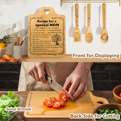 Mothers Day Gifts for Mom from Daughter Son,Engraved Cutting Board with Cooking Utensils Set Birthday Gifts for Mom Women Kitchen Utensil Set Gift Cool I Love Mom Christmas Mom Gifts - Image 4