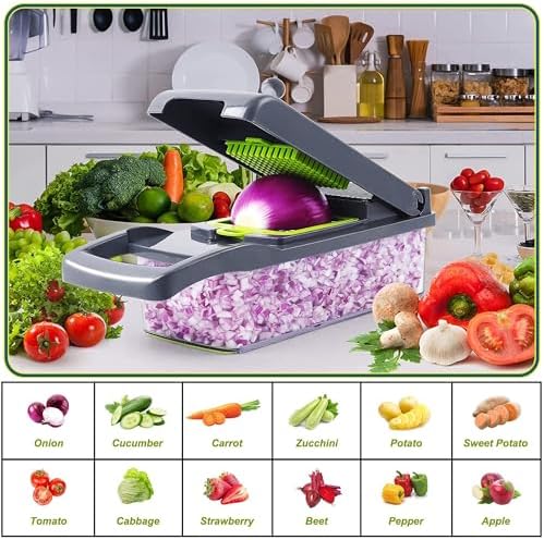 Manual Vegetable Chopper with 13-in-1 Functionality