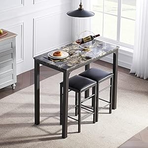   VECELO-3-Piece-Pub-Counter-Height-Breakfast-Table-with-2-Bar-Stools-Dining-Set-for-2-Dark-Brown