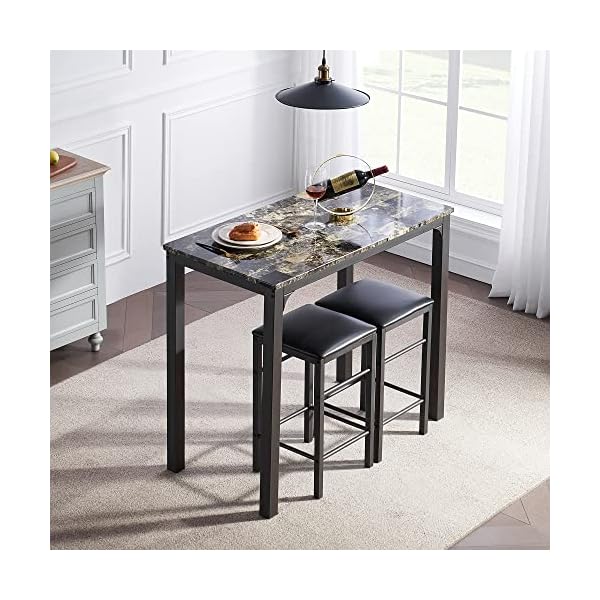   VECELO-3-Piece-Pub-Counter-Height-Breakfast-Table-with-2-Bar-Stools-Dining-Set-for-2-Dark-Brown