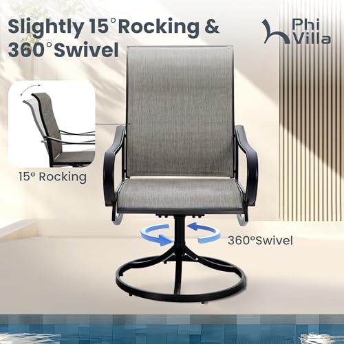 PHI-VILLA-Outdoor-Patio-Dining-Set-for-4-5-Piece-Patio-Table-Chairs-Set-Clearance-with-4-Swivel-Chairs-1-Metal-Table-All-Weather-Patio-Dining-Furniture-Set-for-Deck-Lawn-Garden PHI VILLA Outdoor Patio Dining Set for 4 5 Piece Patio Table Chairs Set Clearance with 4 Swivel Chairs 1 Metal Table All Weather Patio Dining Furniture Set for Deck Lawn Garden