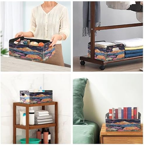 Mountain Storage Basket with Handle Foldable Open Bin