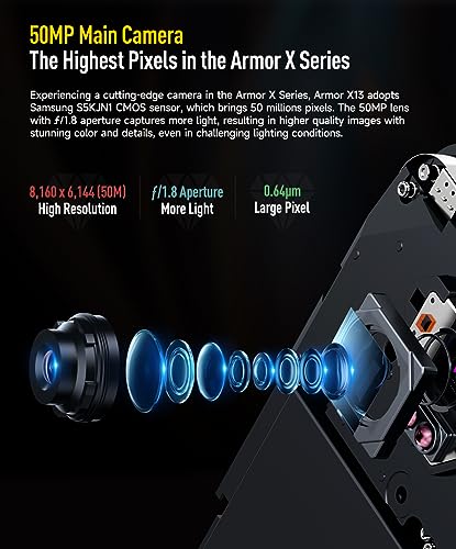 Ulefone Armor X13 Android 13 Outdoor Smartphone, 12GB+64GB, 6320mAh Akku, 50MP Unterwasserkamera(24MP IR Nachtsicht), 6.52" IP68 Wasserdicht Handy Ohne Vertrag, DUAL SIM, 3-Karten Slot, NFC Orange – Bild 6