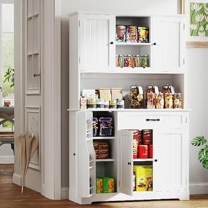 Gizoon 67" Kitchen Pantry Cabinet with Microwave Shelf Tall Coffee Bar Cabinet with Doors and Shelves Farmhouse Kitchen Hutch Cabinet with Storage for Kitchen Bathroom and Living Room, White Gizoon 67 Kitchen Pantry Cabinet with Microwave Shelf Tall Coffee Bar Cabinet with Doors and Shelves Farmhouse Kitchen Hutch Cabinet with Storage for Kitchen Bathroom and Living Room White