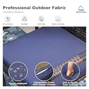   MFSTUDIO-8-Pieces-Outdoor-Patio-Dining-Set-for-6-with-Umbrella-Patio-Rectangular-Metal-Table-and-Rattan-Chairs-with-Umbrella-Outdoor-Patio-Wicker-Dining-Furniture-Set-with-13ft-Umbrella-Navy-Blue