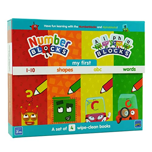 Numberblocks and Alphablocks: My First Numbers & Letters Wipe-Clean Books & Pens Set - Alphabet, Phonics Words, Numbers & Shapes (Pack of 4) (Numberblock Wipe Clean Titles)