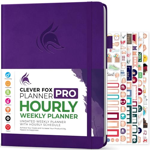 Clever Fox Planner PRO Schedule – Undated Weekly & Monthly Life Planner with Time Slots, Appointment Book & Daily Organizer, A4 (Purple)