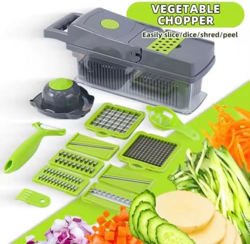 vegetable chopper and dicer set 15-piece kitchen mandoline slicer with container