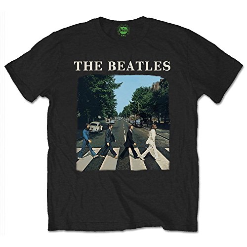 The Beatles Abbey Road & Logo Officiel T-Shirt Hommes Unisexe - Les Beatles, Paul McCartney, John Lennon, RIngo Starr, George Harrison The Beatles Abbey Road & Logo Officiel T-Shirt Hommes Unisexe
