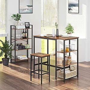 VASAGLE Bar Table with Sturdy Metal Frame Easy Assembly Industrial Design 236 x 429 x 394 inches Rustic Brown