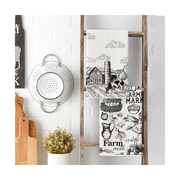   Artoid-Mode-Tractor-Milk-Farm-Kitchen-Towels-Dish-Towels-18x26-Inch-Seasonal-Cow-House-Fall-Decoration-Hand-Towels-Set-of-2