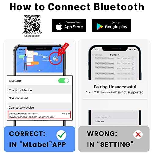 LENVII Mini Bluetooth Etikettendrucker,Tragbarer Thermo Beschriftungsgerät 3 Zoll Wireless Labeldrucker für Barcode,Einzelhandel,Foto,Kleidung,für Android & iOS mit USB-Aufladung – Bild 5