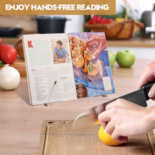 MSDADA Hölzern Leseständer Buchständer Kochbuchhalter Buchstütz, Faltbar und Tragbar, Halterbrett aus Bambus für Noten Rezepten iPads Laptops(Braun) – Bild 7